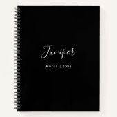 Schwarzer Skriptname Modernes Minimales Notebook Notizblock (Vorderseite)