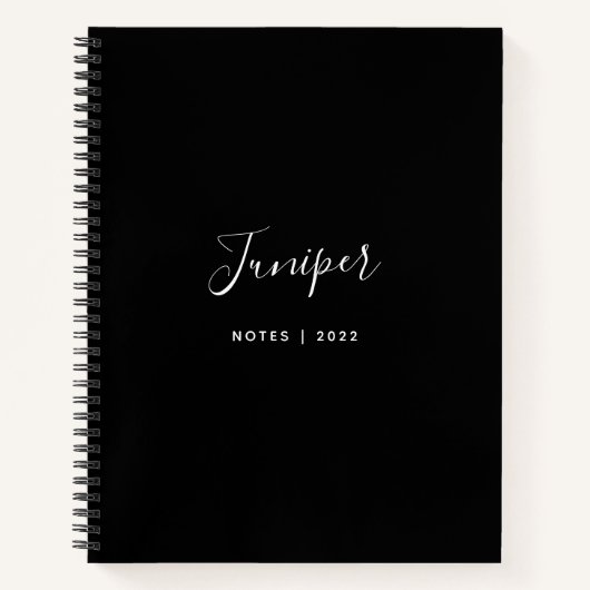 Schwarzer Skriptname Modernes Minimales Notebook Notizblock (Vorderseite)