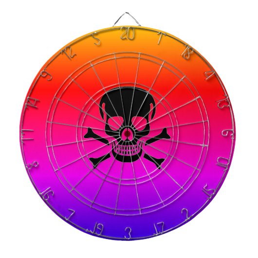 Schwarzer Skull-Neondartboard Dartscheibe (vorne)