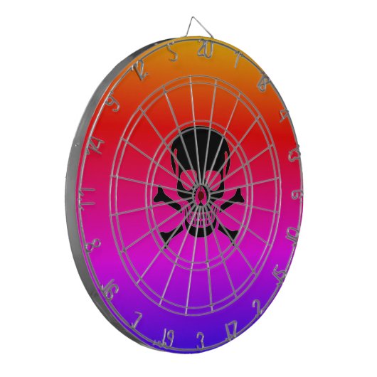 Schwarzer Skull-Neondartboard Dartscheibe (Vorderseite Links)