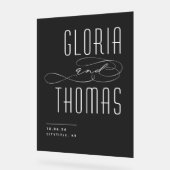 Schwarzer Smokey Moderne Minimalistische Hochzeit Acrylschild (Winkel)