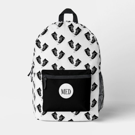 Schwarzer Sneaker Design Druck Sticken Rucksack (Vorderseite)
