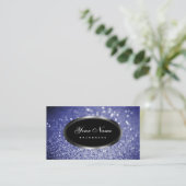 Schwarzer Sparkor Blau Glitzer und Silver Oval For Visitenkarte (Stehend Vorderseite)