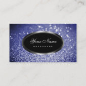 Schwarzer Sparkor Blau Glitzer und Silver Oval For Visitenkarte (Vorderseite)