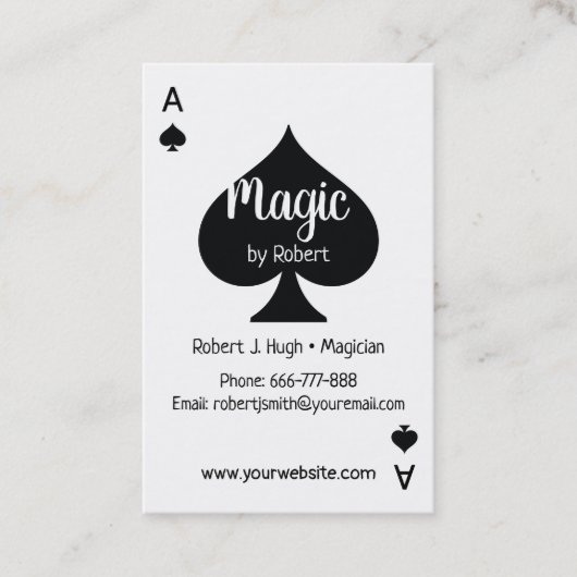 Schwarzer Spaten-As-Poker Visitenkarte (Vorderseite)
