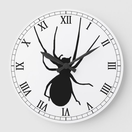Schwarzer Spider Rundrömische Zahlenzähler Große Wanduhr (Vorderseite)