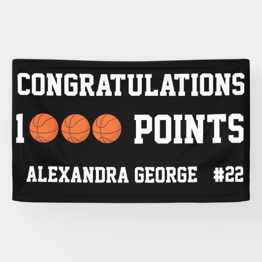 Schwarzer Spieler, der 1000 Basketball-Karrierepun Banner (Horizontal)