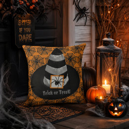 Schwarzer Spinnen-Halloween-Hexenhut / Gruselig Kissen