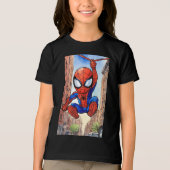 Schwarzer Spinnenhemd Tri-Blend Shirt (Vorderseite)