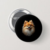 Schwarzer Spitz Dog Pom Gesicht Button (Vorne & Hinten)