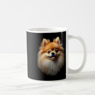 Schwarzer Spitz Dog Pom Gesicht Kaffeetasse