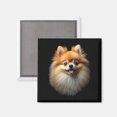 Schwarzer Spitz Dog Pom Gesicht Magnet (Vorderseite/Rückseite)
