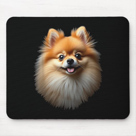 Schwarzer Spitz Dog Pom Gesicht Mousepad (Vorne)