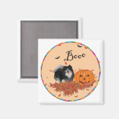 Schwarzer Spitz Halloween Magnet (Vorderseite/Rückseite)