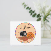 Schwarzer Spitz Halloween Postkarte (Stehend Vorderseite)