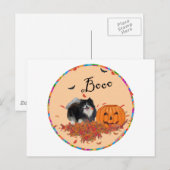 Schwarzer Spitz Halloween Postkarte (Vorne/Hinten)