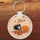 Schwarzer Spitz Halloween Schlüsselanhänger (Vorderseite)
