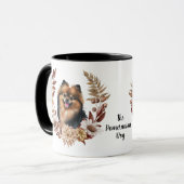 Schwarzer Spitz Herbstkranz Tasse (Vorderseite Links)