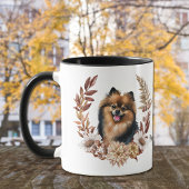Schwarzer Spitz Herbstkranz Tasse