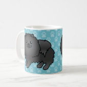 Schwarzer Spitz Hunde auf blau Kaffeetasse (Vorderseite Links)