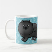 Schwarzer Spitz Hunde auf blau Kaffeetasse (Links)