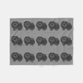 Schwarzer Spitz Hunde Muster auf Grau Fleecedecke (Vorderseite (Horizontal))