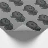 Schwarzer Spitz Hunde Muster auf Grau Geschenkpapier (Ecke)