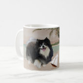 Schwarzer Spitz mit Sailboat Kaffeetasse (Vorderseite Links)