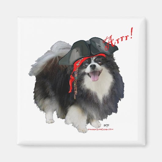 Schwarzer Spitz Pirate - Arrr! Magnet (Vorne)