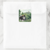 Schwarzer Spitz Prinz Quadratischer Aufkleber (Tasche)