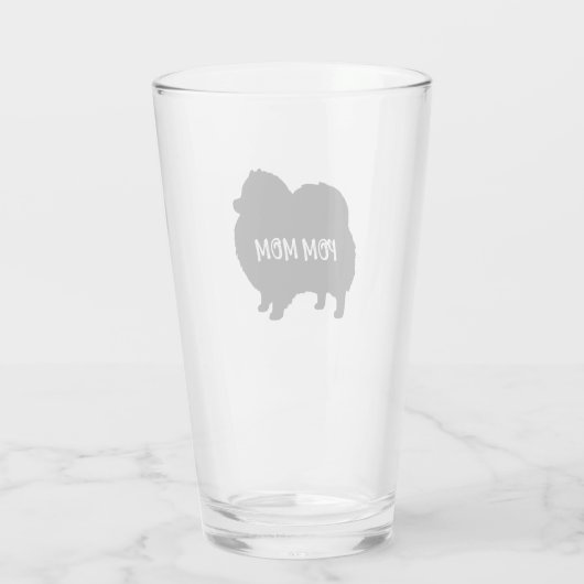 Schwarzer Spitz Silhouette Personalisiert Pom Dog Glas (Rückseite)