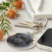 Schwarzer Spitz-Welpe Schlüsselanhänger (Vorderseite rechts)