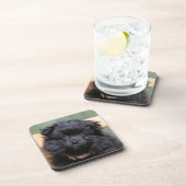 Schwarzer Spitz-Welpe Untersetzer (Rechte Seite)