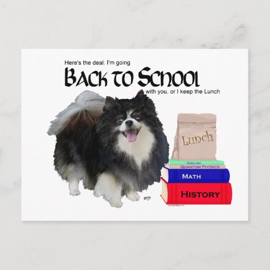 Schwarzer Spitz zurück zur Schule Postkarte (Vorderseite)