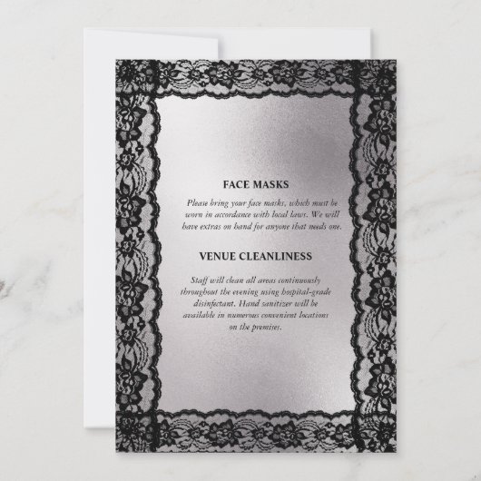 Schwarzer Spitzendiamant Roter Bug Silber Glitzer  Einladung (Rückseite)