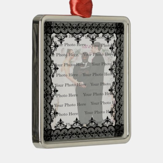 Schwarzer Spitzenplatz Silver Ornament (Rechts)