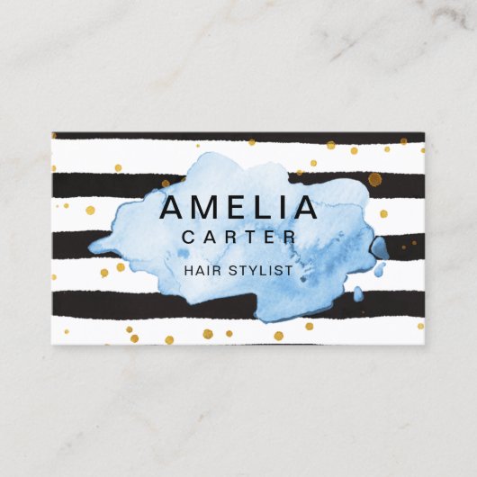Schwarzer Splash Feminine Haare Stylist Salon Visitenkarte (Vorderseite)