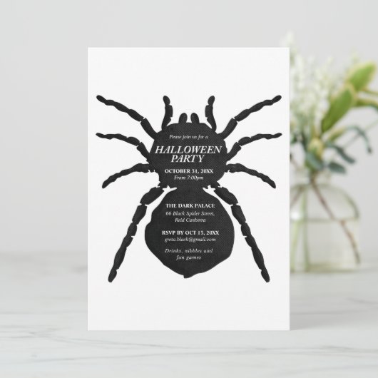 Schwarzer Spooky-Spider-Kid Einladung (Stehend Vorderseite)