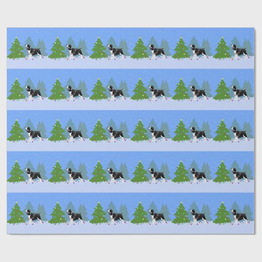 Schwarzer Springer Spaniel Dekorieren Weihnachtsba Geschenkpapier (Flach)