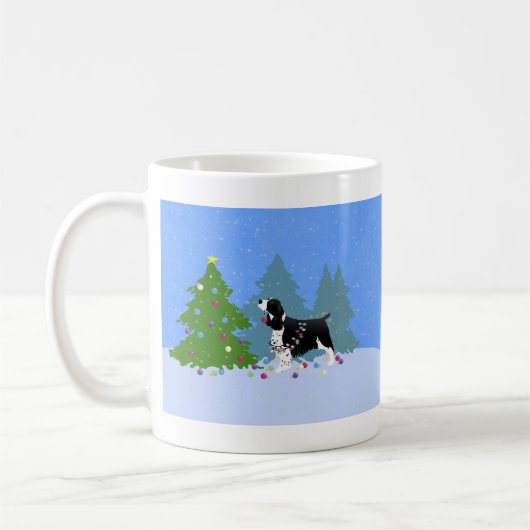 Schwarzer Springer Spaniel Dekorieren Weihnachtsba Kaffeetasse (Links)
