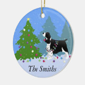 Schwarzer Springer Spaniel Dekorieren Weihnachtsba Keramik Ornament (Links)
