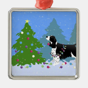 Schwarzer Springer Spaniel Dekorieren Weihnachtsba Ornament Aus Metall
