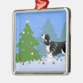 Schwarzer Springer Spaniel Dekorieren Weihnachtsba Ornament Aus Metall (Links)