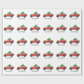 Schwarzer Springer Spanierhund - Auto mit Baum obe Geschenkpapier (Flach)