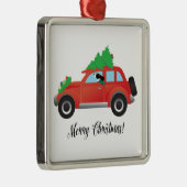 Schwarzer Springer Spanierhund - Auto mit Baum obe Silbernes Ornament (Rechts)