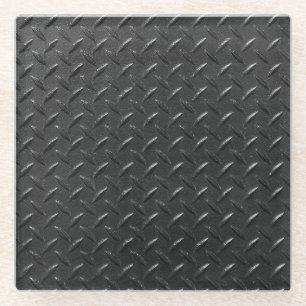 Schwarzer Stahl, metallische Struktur. Glasuntersetzer