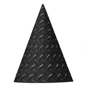 Schwarzer Stahl, metallische Struktur. Partyhütchen