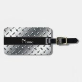 Schwarzer Stahlstreifen der Namediamant-Platte Gepäckanhänger (Vorderseite horizontal)