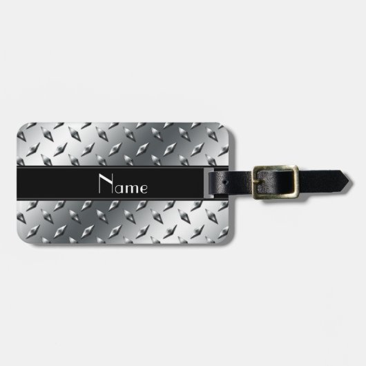 Schwarzer Stahlstreifen der Namediamant-Platte Gepäckanhänger (Vorderseite horizontal)