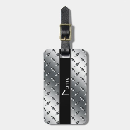 Schwarzer Stahlstreifen der Namediamant-Platte Gepäckanhänger (Vorderseite vertikal)